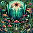 thumbnail image 5 of Ambesonne Trippy Duvet Cover Set, Woodland Vines Skeleton Art, King, Fern Green Seafoam Coral, 5 of 5
