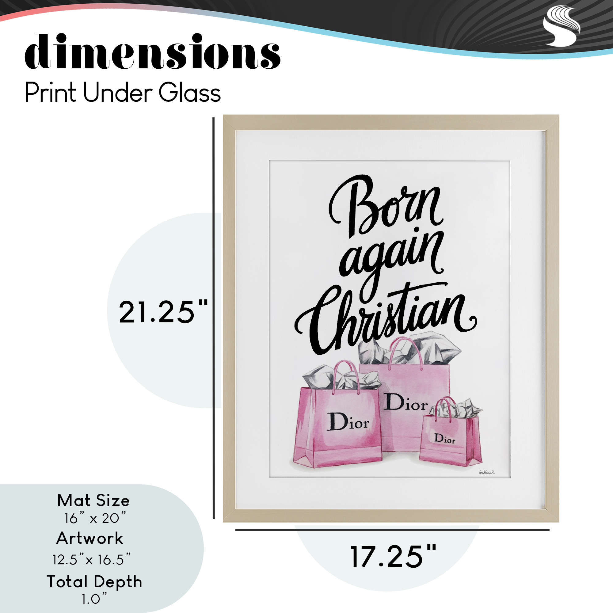 Pink Bags Born Again Christian Birch Framed Print Under Glass, design by Amanda Greenwood
