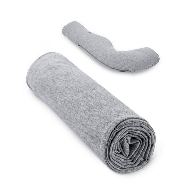 Funda de almohada para embarazo Momcozy, poliéster gris en forma de J