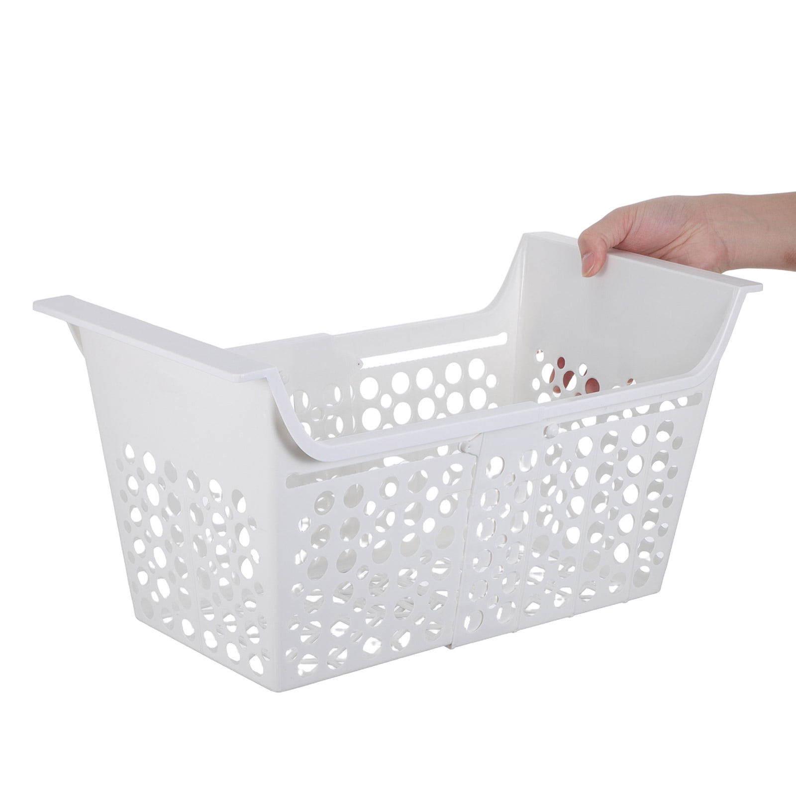LOLIPPYY Expandable Wire Freezer Organizer Basket in White - Adjustable Chest Freezer Bin for Refrigerator and Kitchen Storage Solutions
