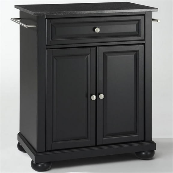 Pemberly Row Solid Black Granite Top Kitchen Island