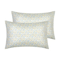 REGALWOVEN Set of 2 Pillowcase for Hair and Skin, Soft Cotton Floral Pillow Cases with Envelope Closure Yellow Queen