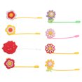 thumbnail image 1 of KAKOWELY 8 fundas para pajitas de dibujos animados con adorables flores para fiestas, adornos para pajitas., 1 of 5