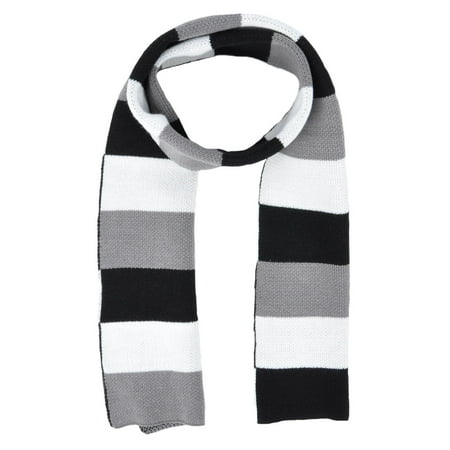 Simplicity Men / Women's Winter Long Rugby Knit Striped Scarf, Black ...