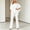 White, variant on Morttic Women's Casual Solid Color 2 Piece Set – Batwing Sleeve Double-Layer Hem Top & Wide Leg Pants Office & Vacation Wear White,S