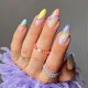 thumbnail image 2 of 24pcs Short Almond False Nails Multicolor Stick on Nails Press on Nails Removable Glue-on Nails Full Cover Acrylic Fake Nails Women Girls Nail Art Acc, 2 of 5