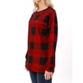 thumbnail image 6 of Women Long Sleeve Plaid Printed Split Hem Top, 6 of 8