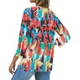 thumbnail image 4 of 3/4 Sleeve Tops for Women Henley V Neck 3/4 Sleeve T Shirts Dressy Casual Half Sleeve Blouse Tees, 4 of 4