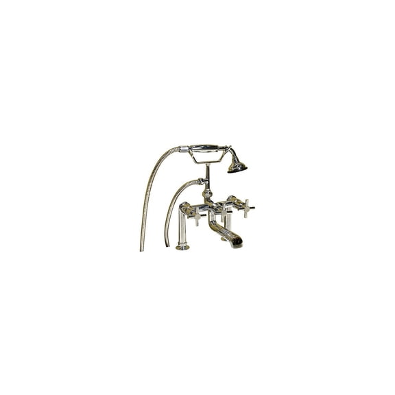 Barclay 7601-MC-BN Deck Mount Tub Facuet w/ CrossHandles, Hand Shower-BN