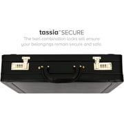 Tassia Expander Leather Attache Briefcase Black