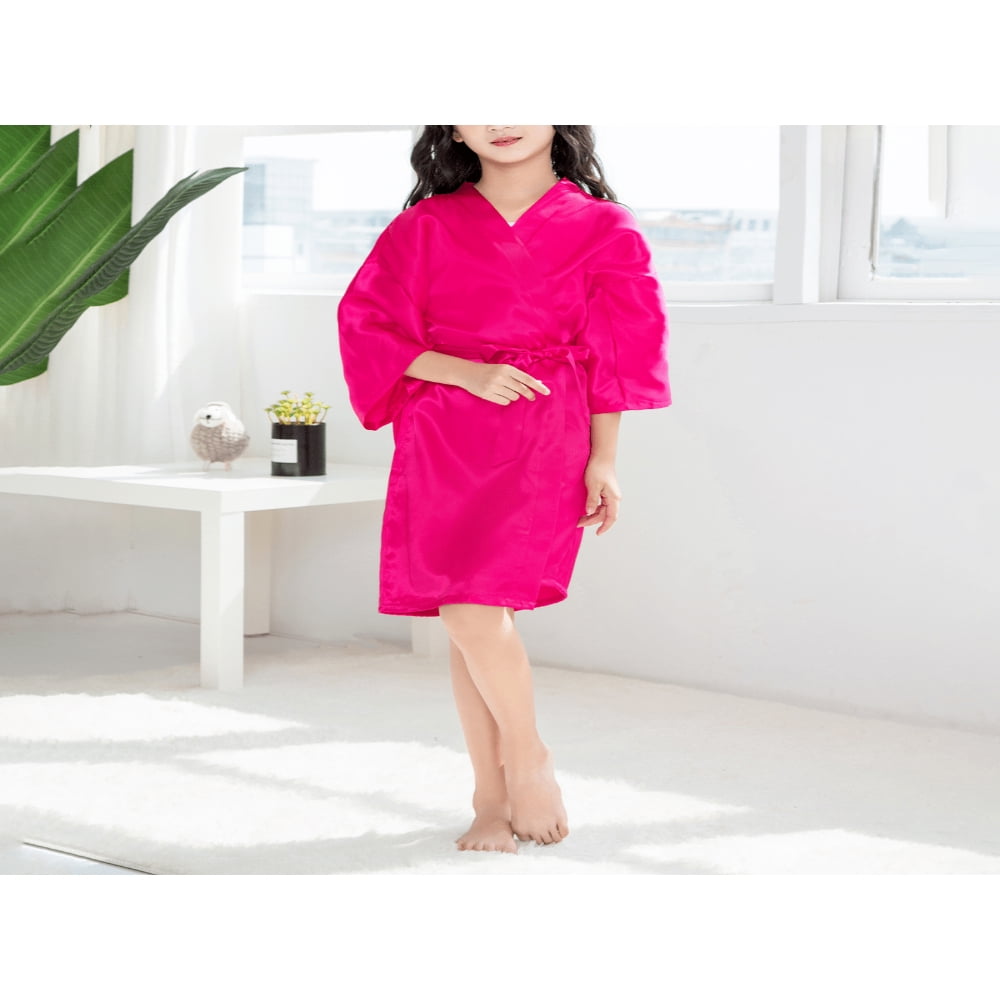DEELLEEO 1pc Girls Long Golden Letter Printed Bathrobe Princess Style Birthday Sleepwear 3 4 Sleeve Thin Kimono Robe Sleep Dress Gift Party