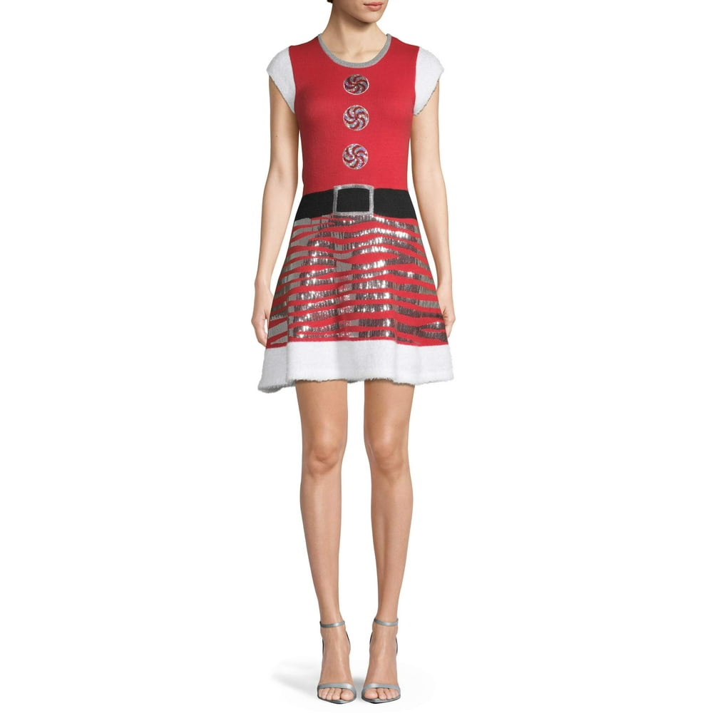 Holiday Time Holiday Time Women's Ugly Christmas Sweater Dress with Ugly Christmas Sweaters Dress