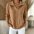 thumbnail image 2 of Womens Full Zip Knit Cardigan, Oversized Long Sleeve Ribbed Hem Knit Outerwear, Everyday Commute Sweater XL, 2 of 5