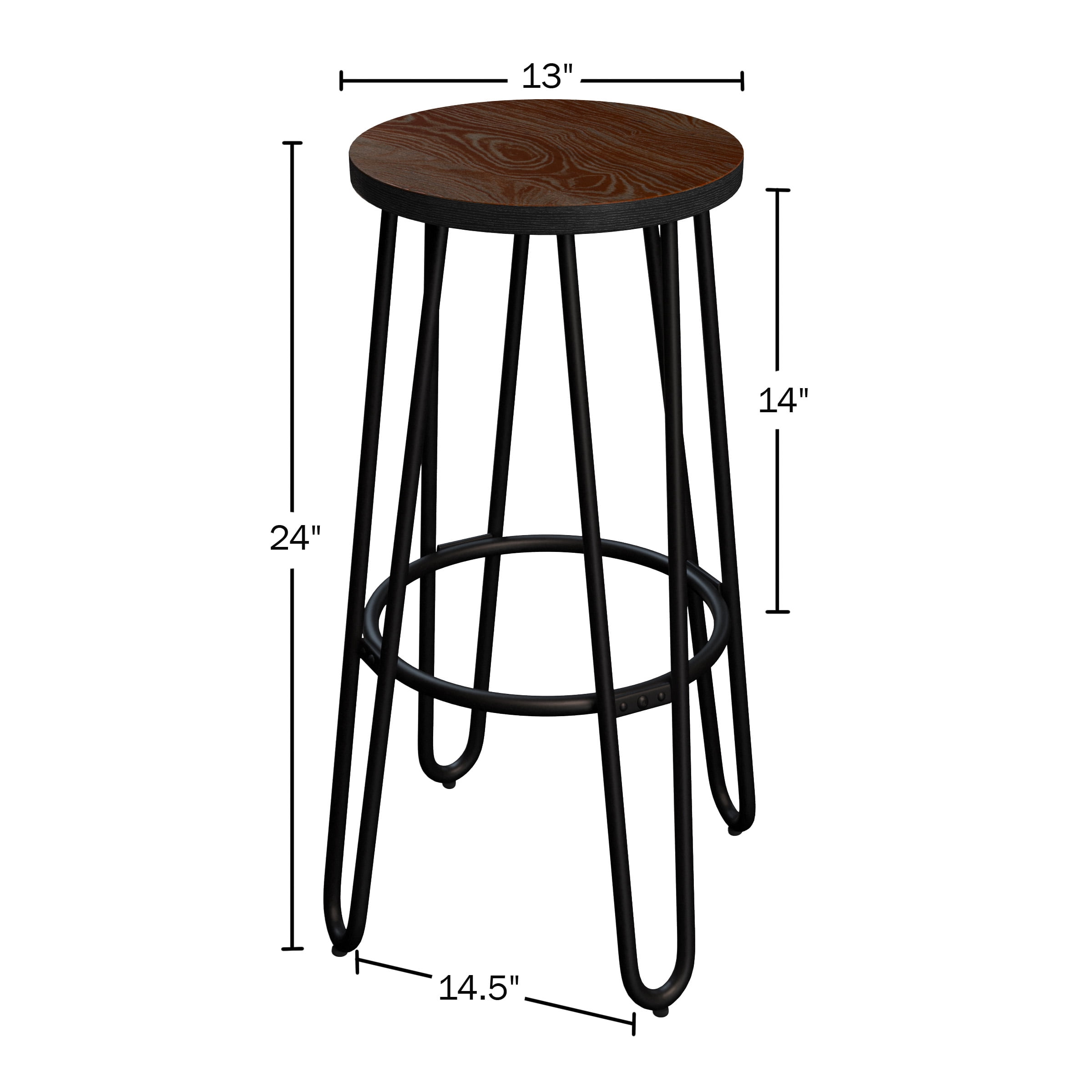 Lavish Home Set of Two 24-Inch Backless Bar Stools with Hairpin Legs
