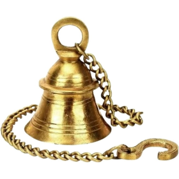Brass Wall Hanging Bells Decoration Pooja Decorative Items for Home Temple, Golden
