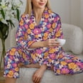 thumbnail image 6 of Pofeuu Skull daisy flower Print Womens Pajamas Set Long Sleeve Sleepwear Button Down Nightwear Soft Pj Lounge Sets Button Down Pajamas Women-Large, 6 of 7