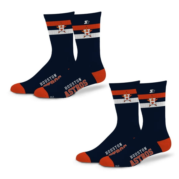 Unisex Starter Houston Astros Team Color 2-Stripe 2-Pack Crew Socks Set