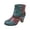 Green, variant on Retro Colorful Patchwork Ankle Boots for Women Chunky Block Heel Printed Short Boots Side Buttons and Zipper Festival Footwear Fall Winter