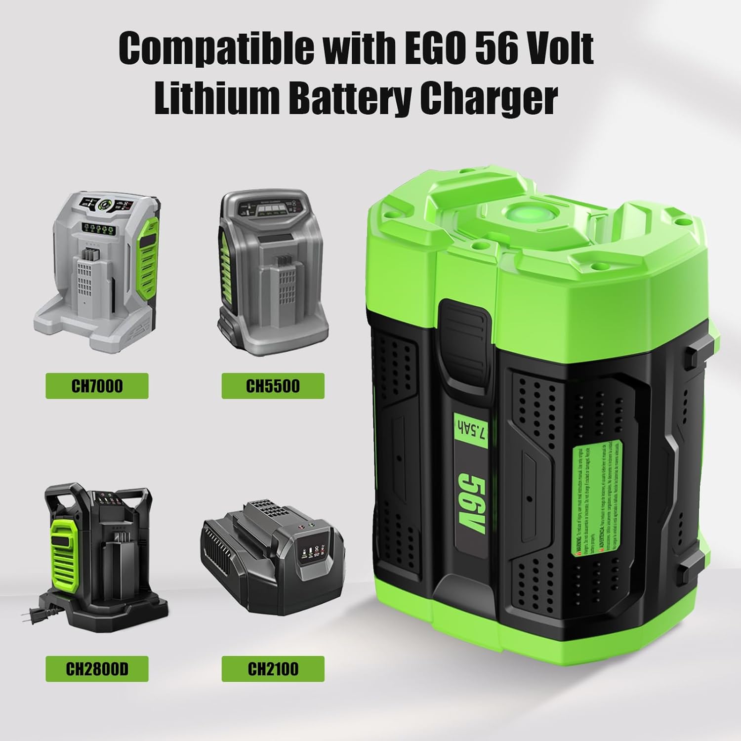 1 Pack 7.5Ah Replacement for EGO 56V Battery BA4200 BA5600 BA2800 BA1400 Compatible with EGO 56 Volt Cordless Power CS1804 CS1403 HT2400 LB6504 LB5804 LB6500 LB4800 Tools
