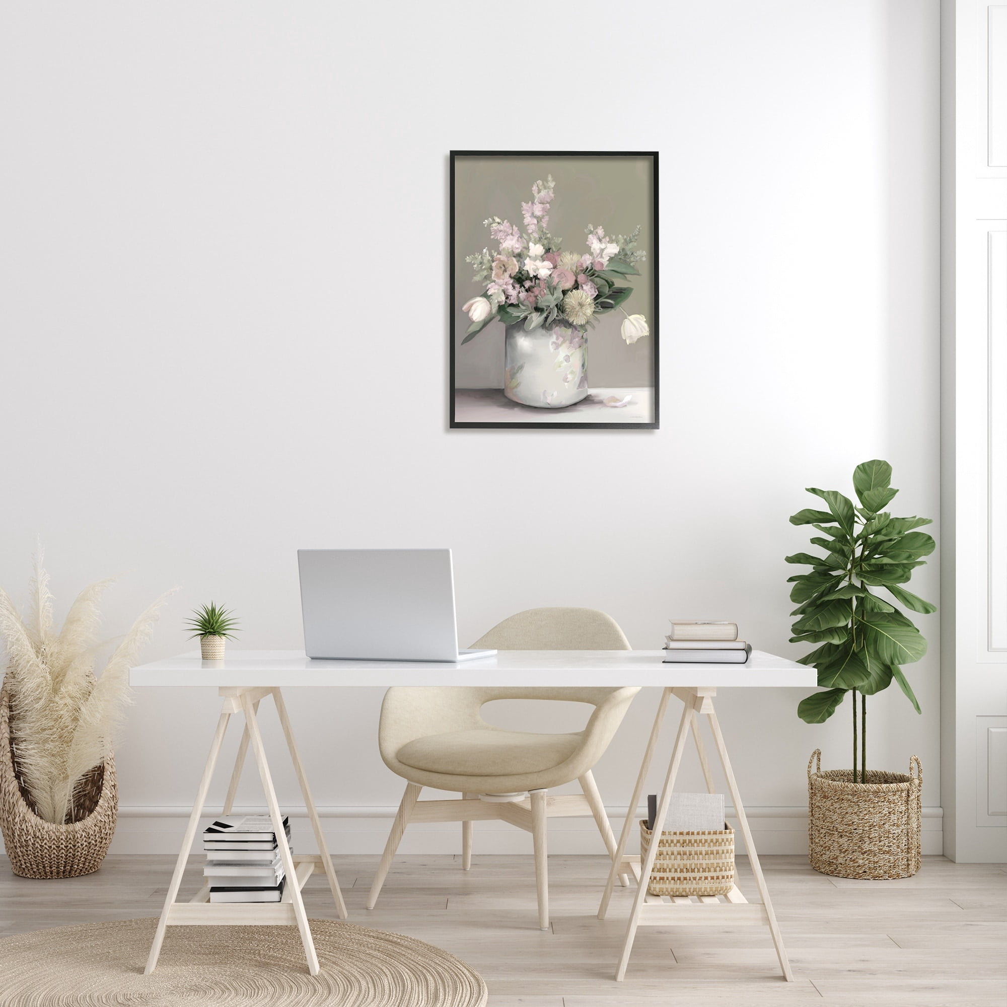 Stupell Industries Timeless Flower Bouquet Assorted Blossoms Patterned Vase Painting Black Framed Art Print Wall Art, Design by Kamdon Kreations