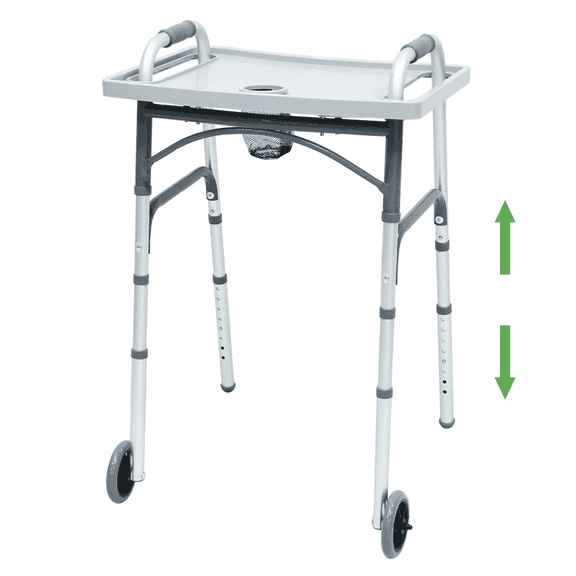 Loyoda Folding Walker with Tray, 5" Wheels Lightweight Walkers for Seniors and Adults, up to 350 lbs