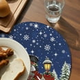 thumbnail image 5 of Christmas Round Placemats Set of 4 Navy Blue Snowman Place Mats Washable Woven Placemat Snowflake Bird Deer Pine Tree Forest Circle Braided Table Mat for Kitchen Dining Table Party Home Decor 15 Inch, 5 of 8