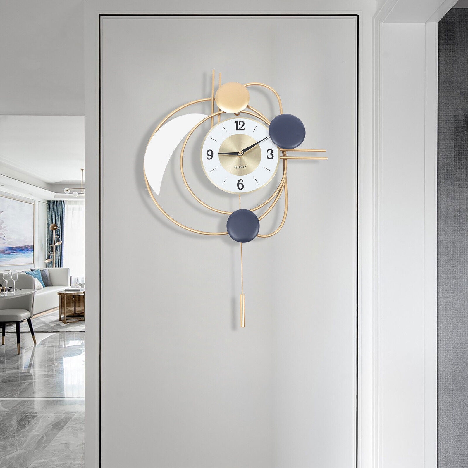 Wall-mounted Decor Clock, Nordic Style, Hanging Clocks, Metal, 3D Mute Design, Modern Clock for Home