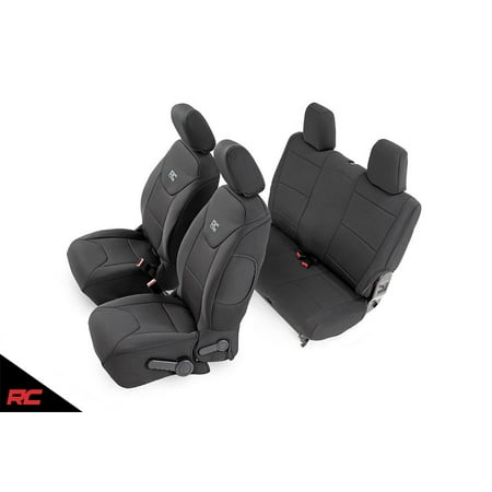 Rough Country Neoprene Seat Covers Black compatible w/ 2013-2018 Jeep Wrangler JK 2DR (Set) Custom Water Resistant