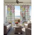 thumbnail image 4 of Sage Green Easter Blackout Curtains 84 Inches Long, Spring Watercolor Bunny Eggs Flower Plaid Thermal Insulated Black Out Curtains, Darkening Window Curtain for Bedroom Living Room 42"x84" 2 Panels, 4 of 9