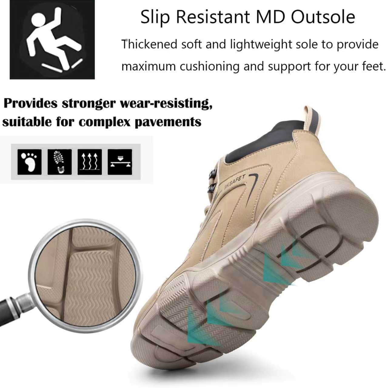 XQJ Steel Toe Work Boots For Men waterproof Steel Toe Shoes Industrial Construction Anti-puncture Safety Boots Size Women6.5/Men5