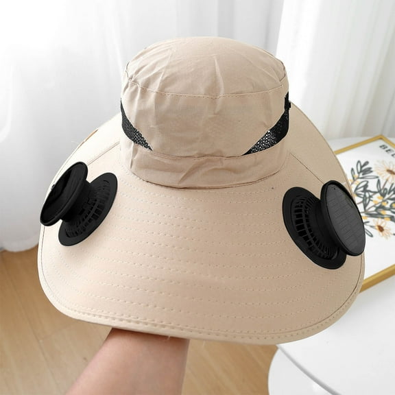 OEFNTAC Solar Fan Hat USB Rechargeable Outdoor Sun Protection Fisherman Hat for Men Strong Wind Mesh Adjustable Breathable Summer Hat