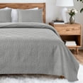 thumbnail image 4 of VCCOEM Quilt Set Full/Queen Size Lightweight Bedspreads, All Season Coverlet, 3 Piece (1 Quilt, 2 Pillow Shams), Coin Pattern, Light Gray, 4 of 10