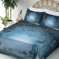 thumbnail image 3 of Ambesonne Scenery Fitted & Top Sheet Set with Shams, Foggy Palace, Navy Blue and Grey, 3 of 5