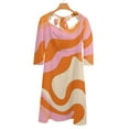 thumbnail image 6 of Abstract Orange Pink Swirl Art Women's Fall Dresses Casual Loose Flowy Swing Shift Dress, 6 of 9