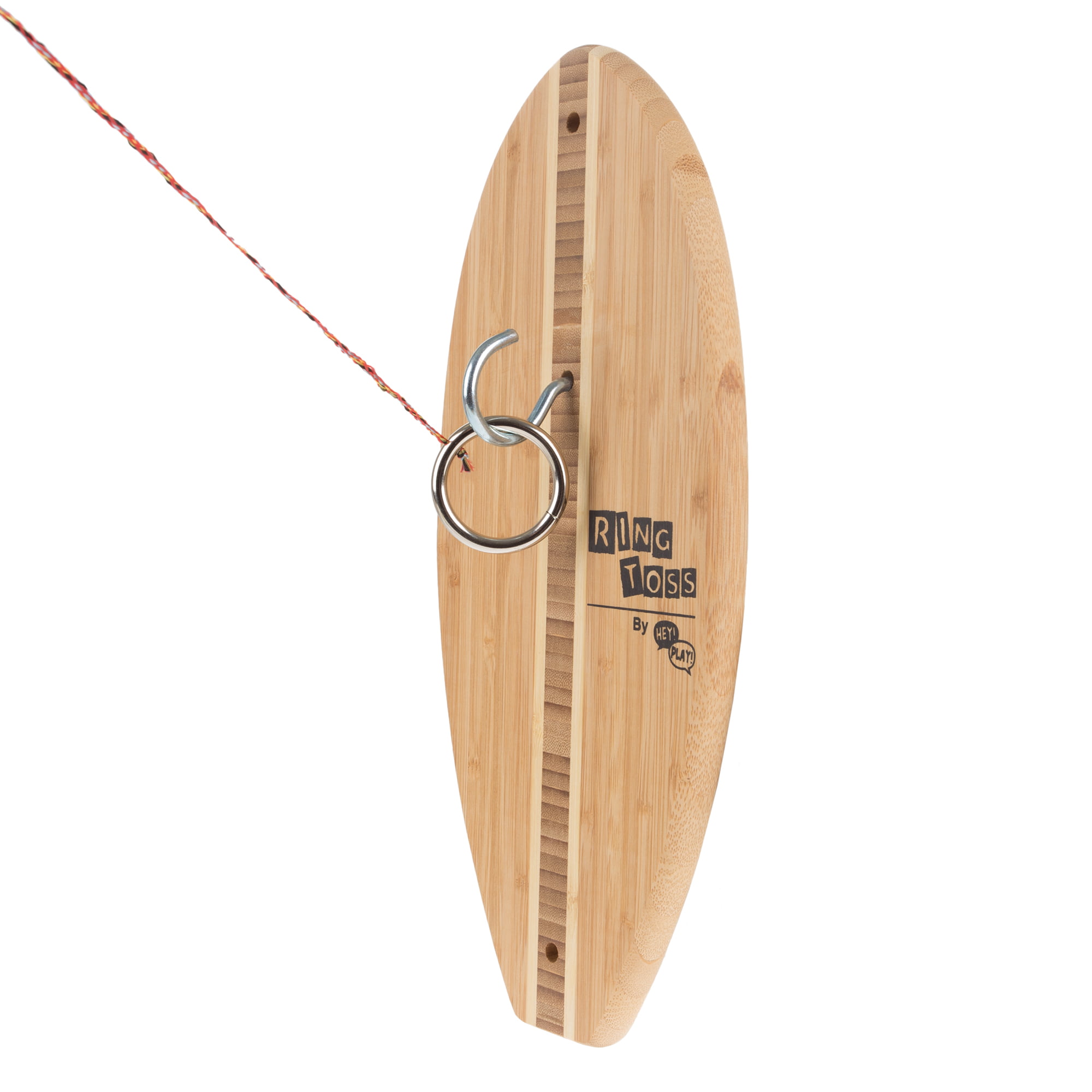 Hook and Ring Toss Game with Hand Crafted Bamboo Board For Outdoor