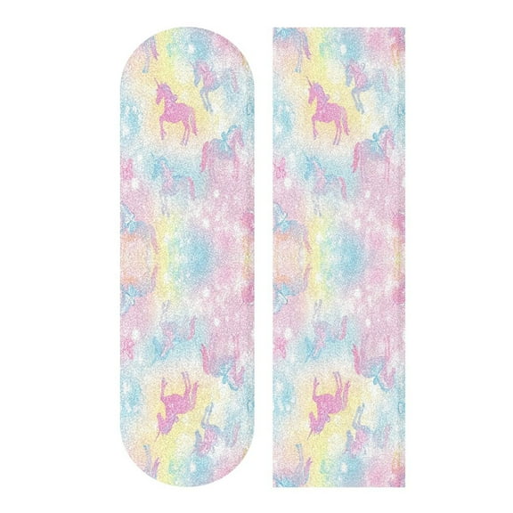 33.1" x 9.1" Skateboard Grip Tape Diamond Grit Surface, Heavy-Duty PVC Backing Non Slip Ease to Apply Pastel Unicorns and Bows