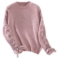 thumbnail image 5 of Long Sleeve Sweater with Ribbed Bows Tie Detail Winter Warm Pullover Color Knitwear Fashionable Knit Top for Women, 5 of 9