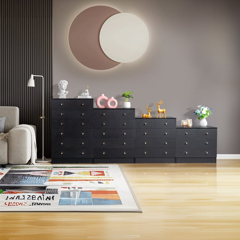 Ubesgoo Wooden Dresser with 6 Drawers Black, Bedroom Storage Organization,  Sturdy and Durable - Walmart.com