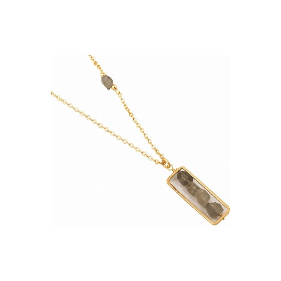 Gold Labradorite Necklace with Labradorite Beaded Pendant