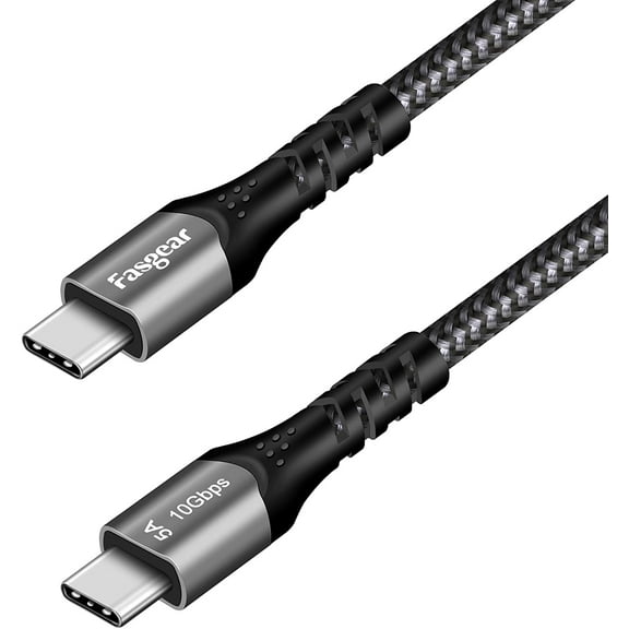 Fasgear USB C to USB C Cable 1.6ft,10Gbps USB 3.1 Gen 2 Cord 5A Fast Charger with 4K Video and 100W Power Delivery(PD)Thunderbolt Compatible for MacBook,Matebook,Pixelbook,iPad,Galaxy,50cm Black