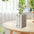 thumbnail image 4 of HongHeng Decorative Book Vase for Flowers, White Ceramic Vases for Modern Home Decor, Cute Bookish Planter Pot for Bookshelf/Dining Table/office Desk, Unique Vase for Book Lovers, 4 of 6