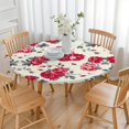 thumbnail image 3 of Round Fitted Tablecloth with Elastic Edges Fits 45"-52" Round Tables Pioneer Colorful Floral Waterproof Table Cover Washable Indoor and Outdoor for Party Kitchen Dinner Banquet Patio Picnic, 3 of 7