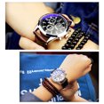 thumbnail image 4 of Tignapoo YAZOLE 271 Men's Quartz Watch with Blue Light Glass, Elegant Black Dial, Three Decorative Sub-dials, Waterproof Business Watch with Silver Case and Brown Strap, 4 of 6