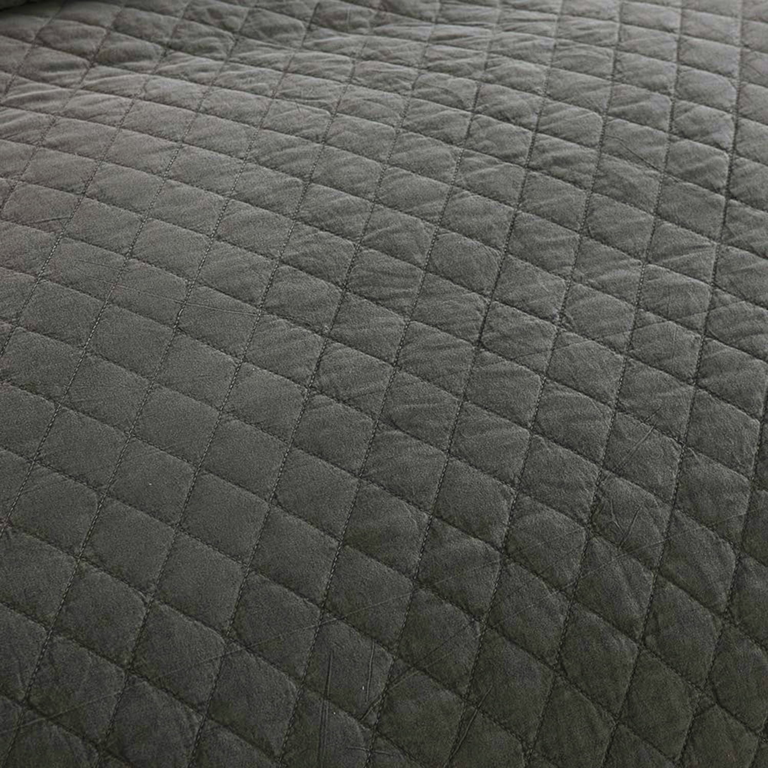 JML 3 Piece Quilt Set Queen,Stone Washed Microfiber Bedspread Coverlet,Dark Grey 88"x92"