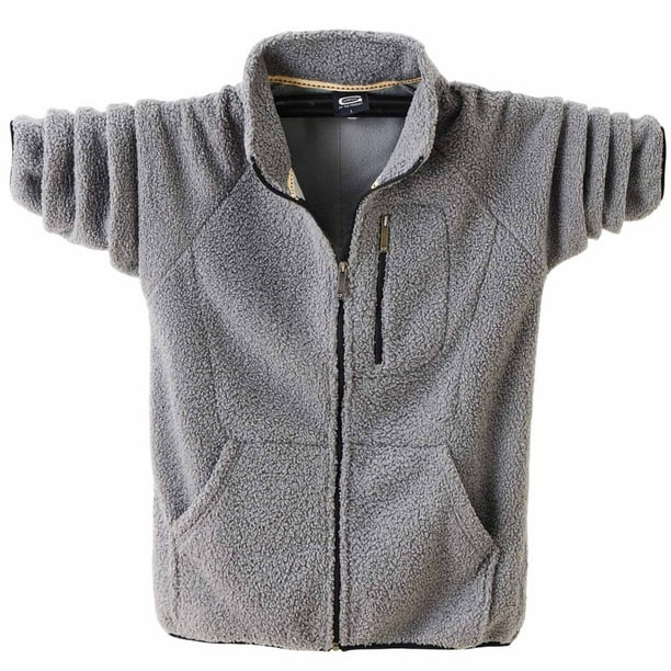 Kalauyu Men's Teddy Fleece Cold-Weather Outdoor Full Zip Jacket Wind Protection