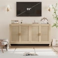 thumbnail image 1 of Buffet en Rotin de 60 Pouces - Bahut de Rangement Style Ferme avec 4 Portes et Tablettes Ajustables, Table Console Tressée pour Salle à Manger, Salon, Entrée, Chêne Brun, 1 of 3
