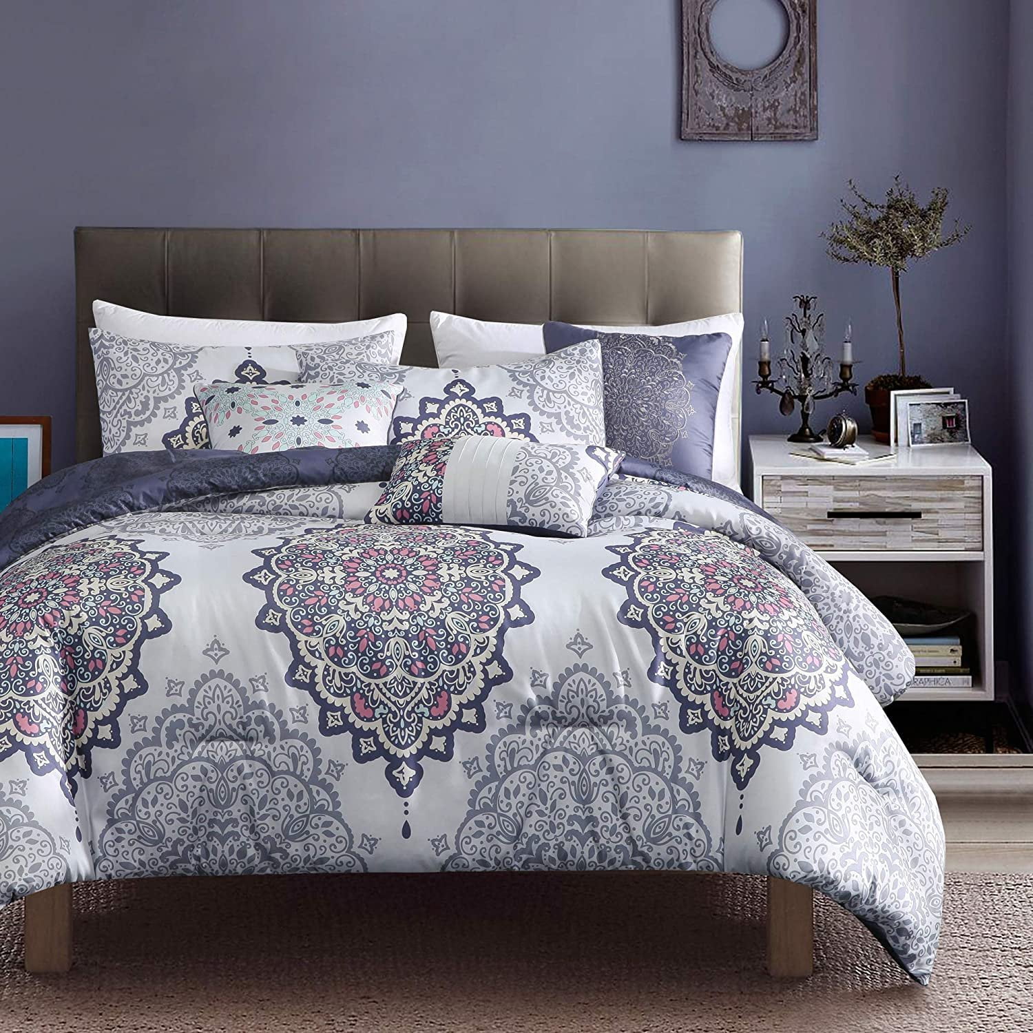 Sapphire Home Luxury 6 Piece Full/Queen Comforter Set with Shams and ...