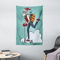thumbnail image 1 of Indie Tapestry, Pop Art Scenery with Hipster Santa Claus on Scooter with Gift Bag Christmas Theme, Wall Hanging for Bedroom Living Room Dorm Decor, 40W X 60L Inches, Teal Red Blue, by Ambesonne, 1 of 2