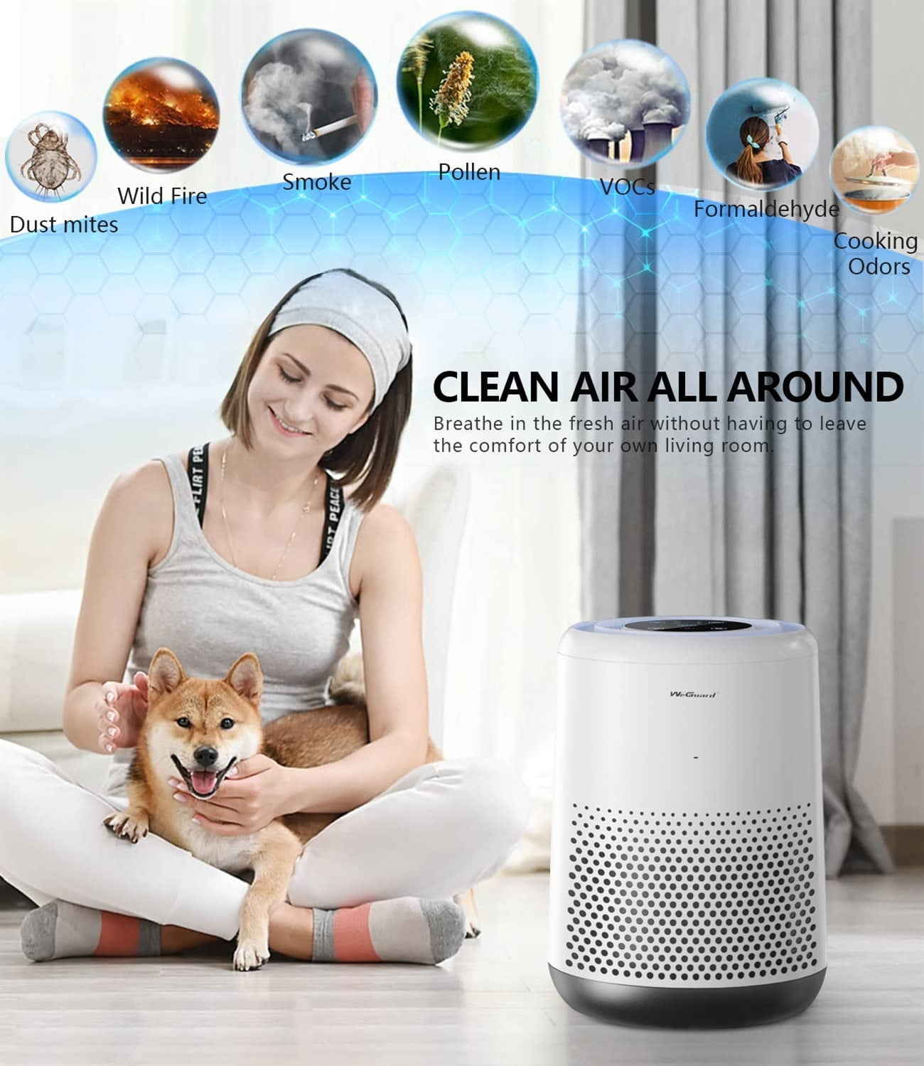 HEPA Air Purifiers for Home Bedroom, H13 True HEPA Filter Removes of Hair, Fur, Dust, Smoke, Mold, Pollen, Allergens, Odor , Quiet Mode, Ozone Free