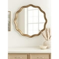 thumbnail image 3 of Kate and Laurel Hatherleigh Transitional Round Wooden Wall Mirror, 28 Inch Diameter, Gold, Modern Scalloped Wavy Wood Circle Mirror for Use in Bathroom, Entryway, or Bedroom, 3 of 9